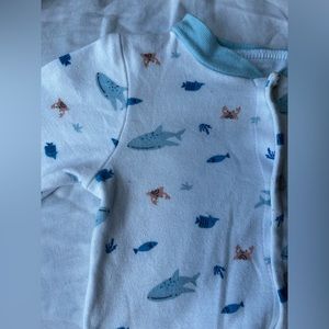 Carter’s Child of Mine White Ocean Baby Footie Pajamas 6-9m